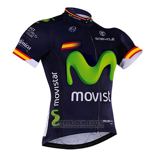 2017 Fahrradbekleidung Movistar Champion Spanien Trikot Kurzarm und Tragerhose